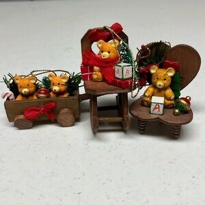 3 Country Cousins Bear Ornaments